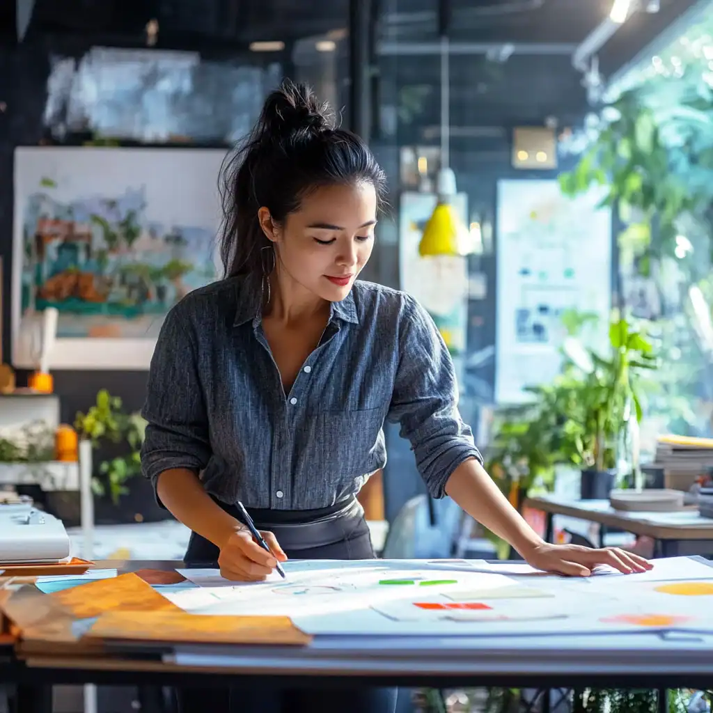 Woman Working Happily