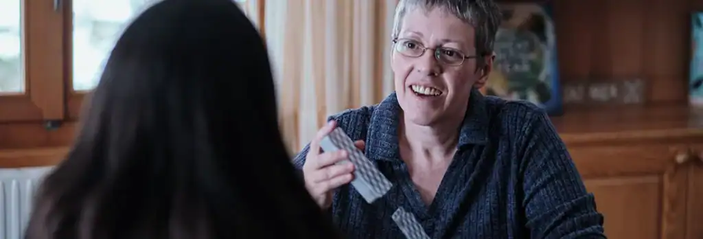 Karen giving a tarot reading