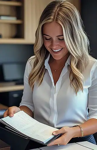 Woman Looking At The Plan